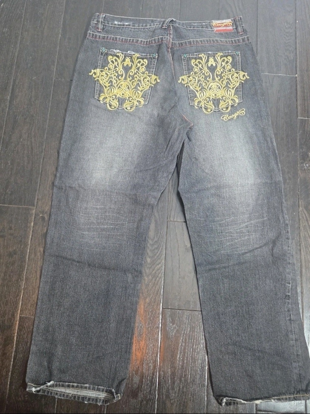 Coogi Men Vintage BAGGY Hip Hop Embroidered Jeans Size 46x34